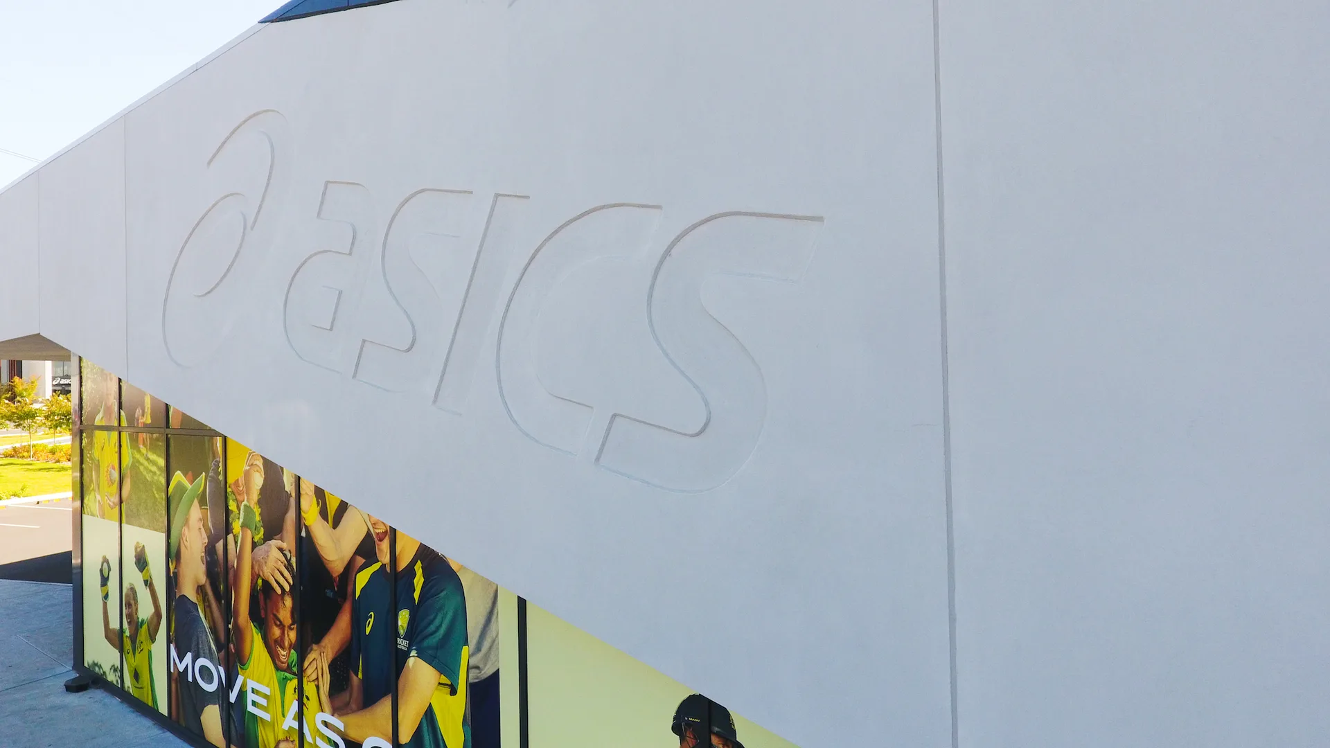 ASICS Marsden Park - ASICS mark routed into the Hebel panel under the Cerano concrete finish