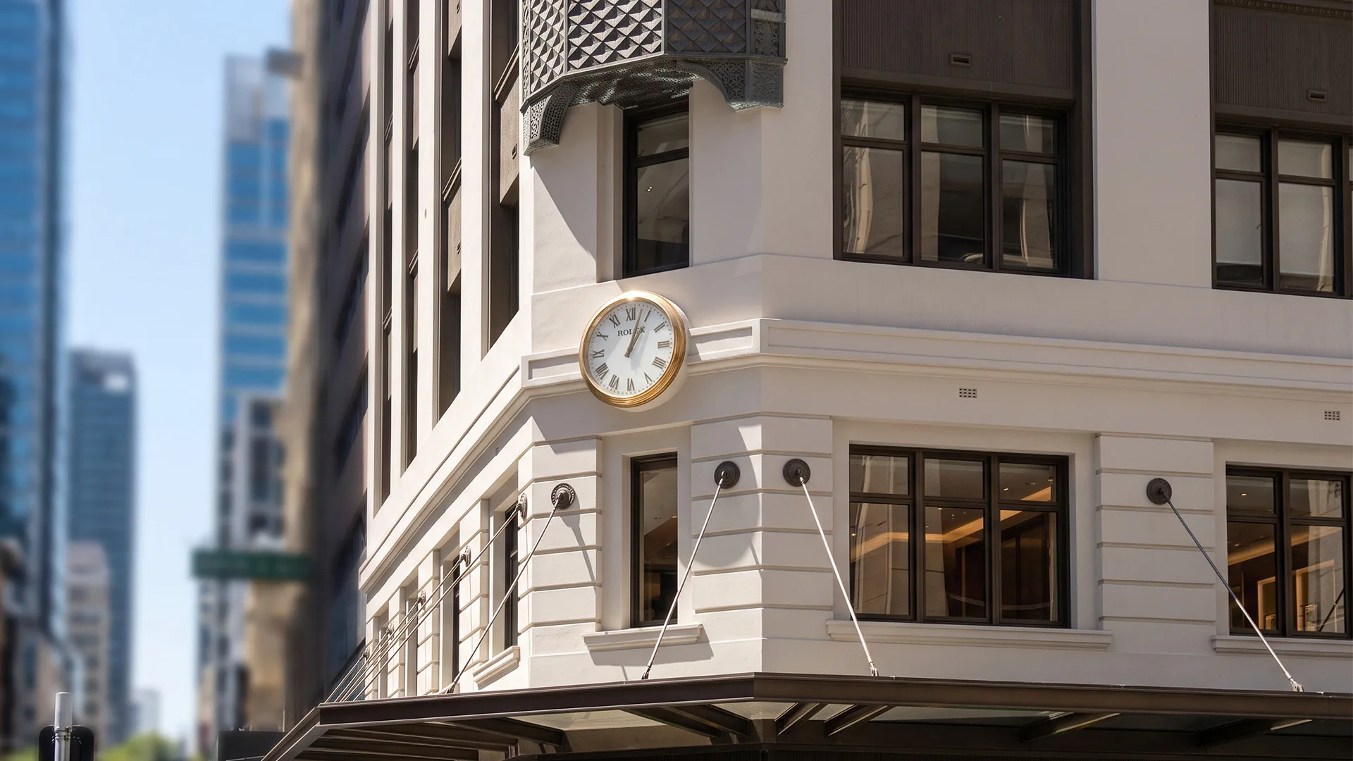 Rolex Building, 192 Pitt Street, Sydney CBD - restored corner facade with the Rolex clock